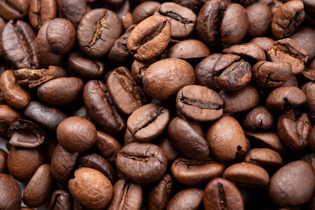 Close-up de grãos de café torrados
