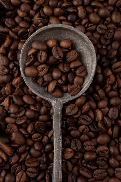 Close-up de grãos de café torrados