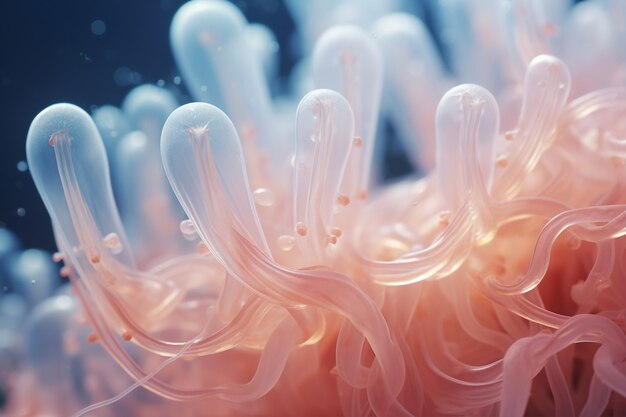Close-up de tentáculos de água-viva