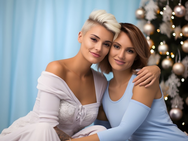 Foto grátis close-up de um casal a celebrar o natal