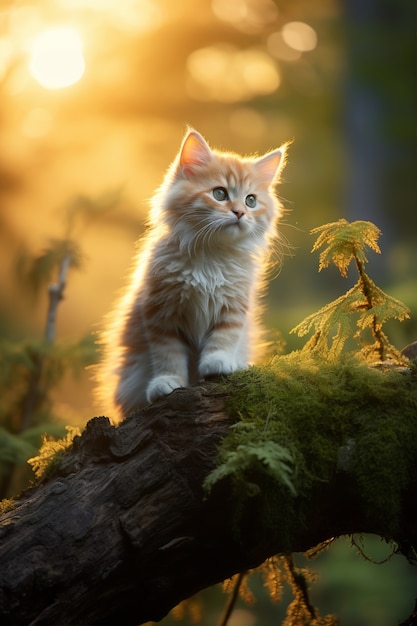 Foto grátis close-up de um gatinho adorável ao ar livre