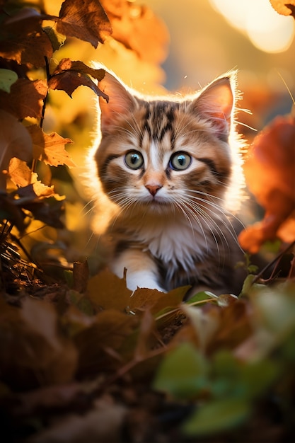 Close-up de um gatinho adorável ao ar livre