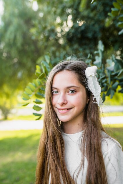 Close-up, de, um, menina sorridente