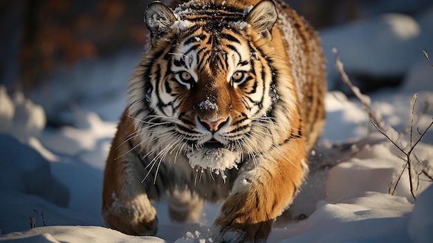 Close-up de um tigre siberiano panthera tigris altaica