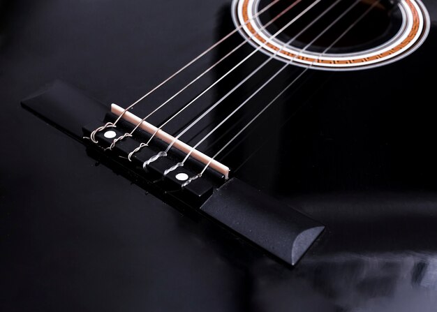 Close up de uma guitarra