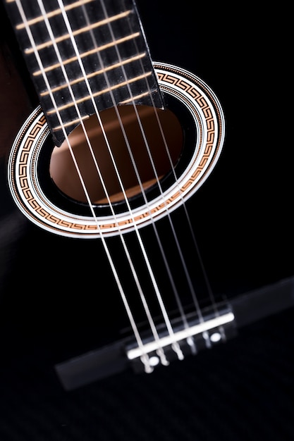 Close up de uma guitarra