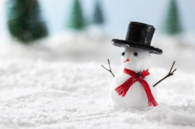 Close-up do conceito de inverno do boneco de neve