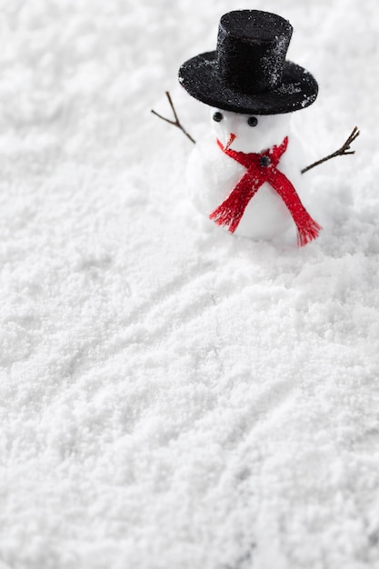 Close-up do conceito de inverno do boneco de neve