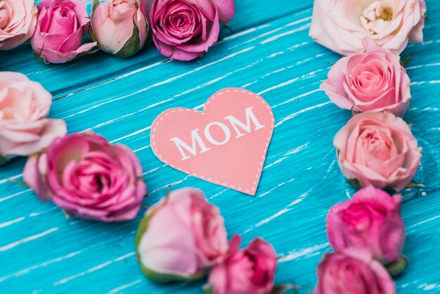 Close-up do coração floral para o dia da mãe