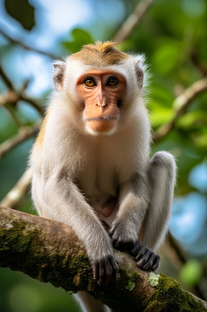 Foto grátis close-up do macaco na árvore