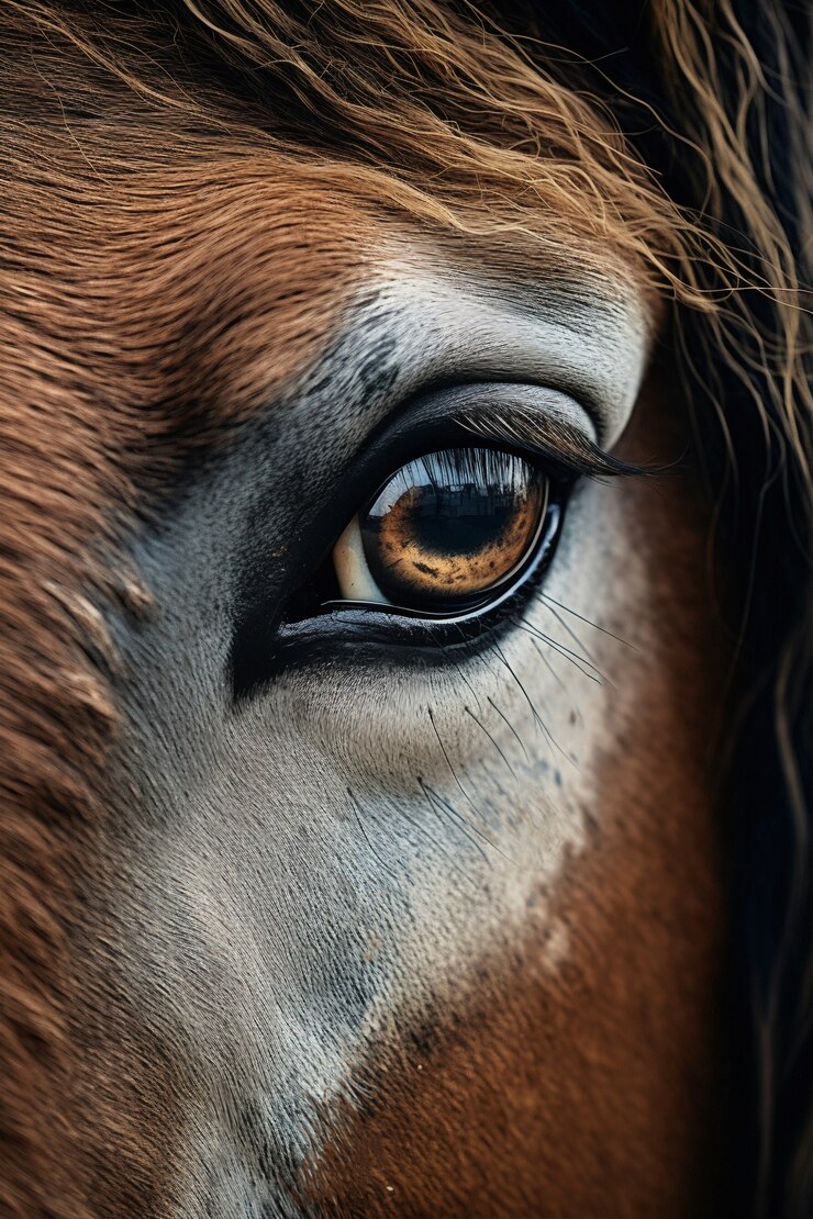 Foto grátis close-up do olho do cavalo