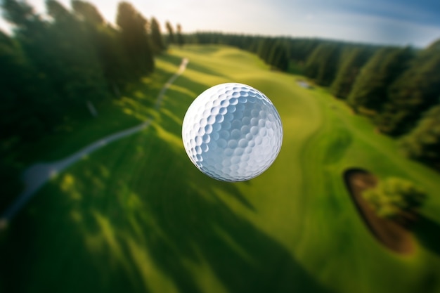 Foto grátis close-up em bola de golfe no ar