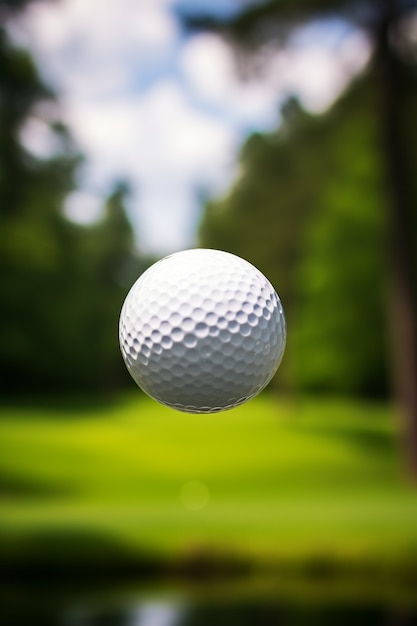 Foto grátis close-up em bola de golfe no ar