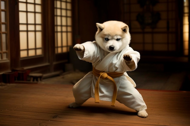 Foto grátis close-up em cão fazendo artes marciais