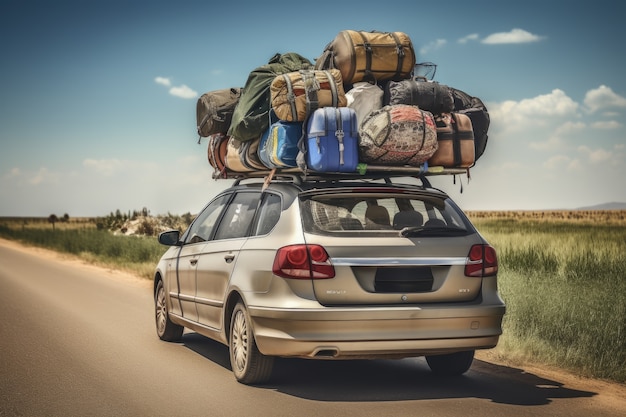 Foto grátis close-up em carro embalado para viajar