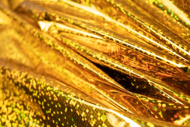 Close-up em faíscas douradas e glitter