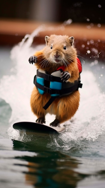 Foto grátis close-up em hamster em bordo de água