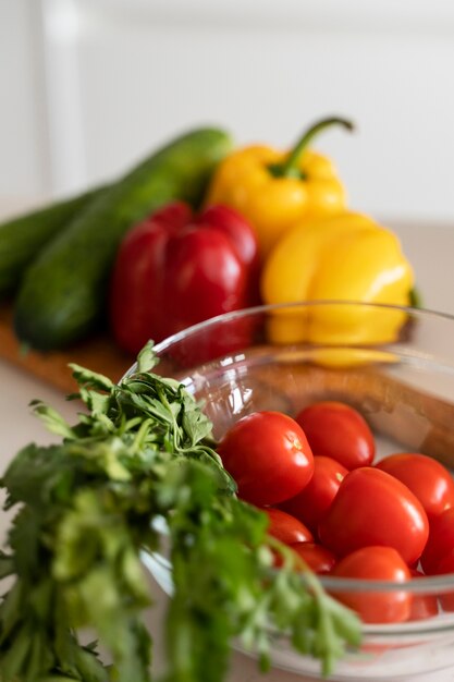 Close-up em ingredientes usados para cozinhar