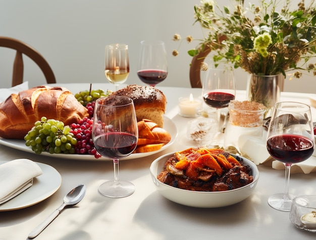 Foto grátis close-up em prato challah para hanukkah na mesa