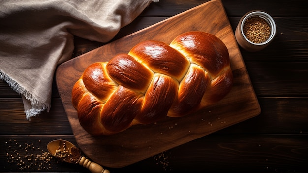 Foto grátis close-up em prato challah para hanukkah