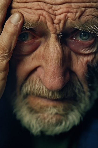 Foto grátis close-up em retrato de homem triste