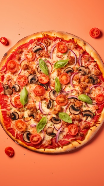 Close-up em uma deliciosa pizza