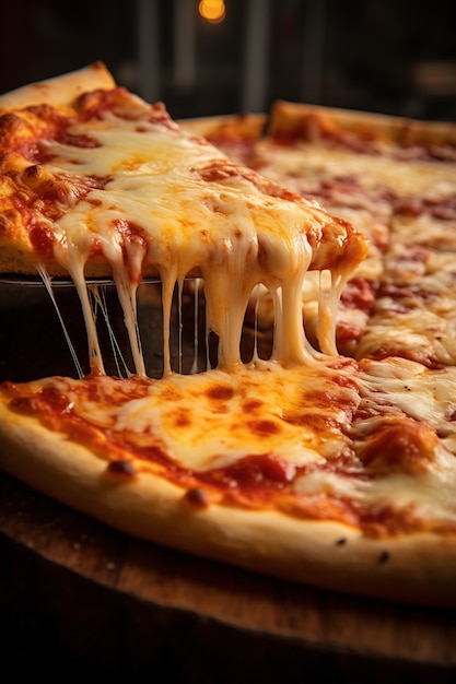Close-up em uma deliciosa pizza