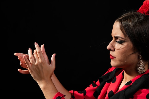 Close-up, flamenca, mulher, palmas mãos