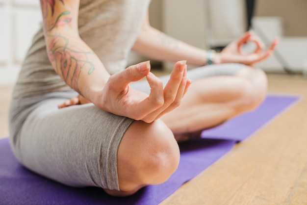 Close-up meditating woman