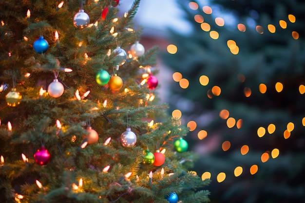 Foto grátis close-up na árvore de natal lindamente decorada
