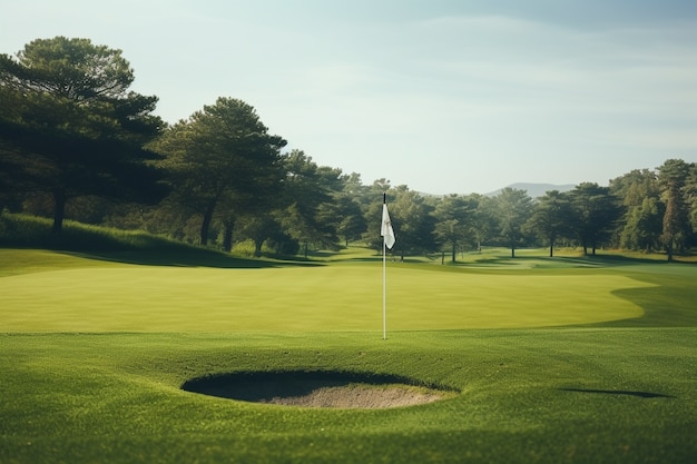 Foto grátis close-up na bandeira da bola de golfe