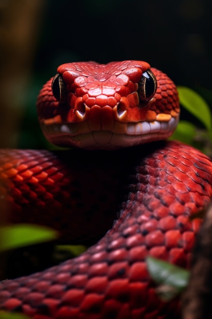 Close-up na cobra no habitat natural