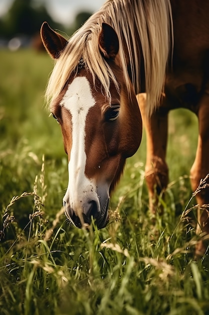 Foto grátis close-up no cavalo comendo grama