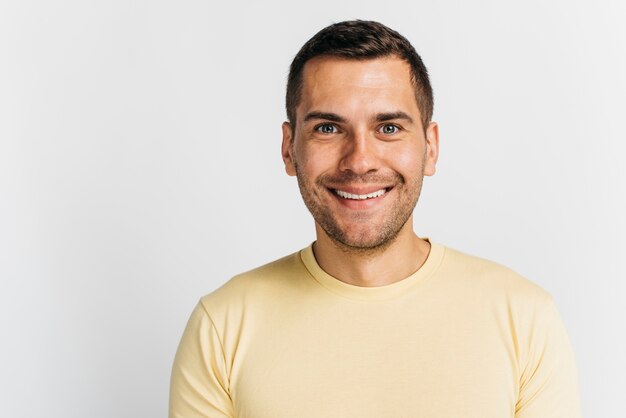 Close-up, retrato, de, smiley, homem