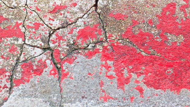 Close-up shot de fundo de textura de superfície de parede vermelha velha rachada