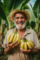 Foto grátis close-up sobre o fazendeiro de bananas