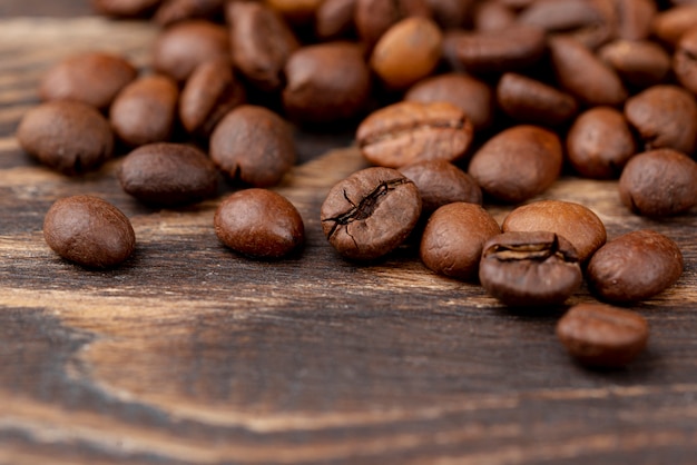 Close-up vista do conceito de grãos de café