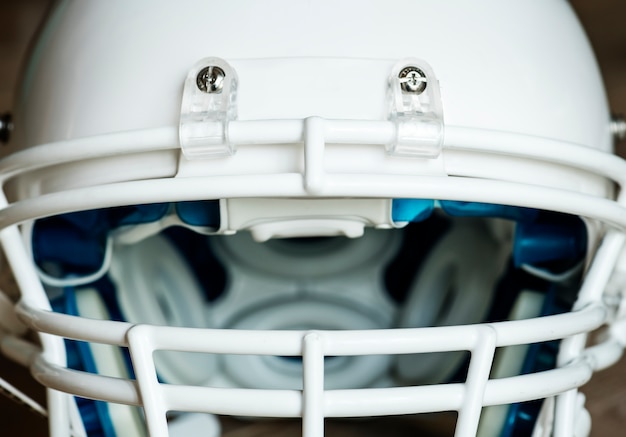 Closeup de capacete de futebol americano