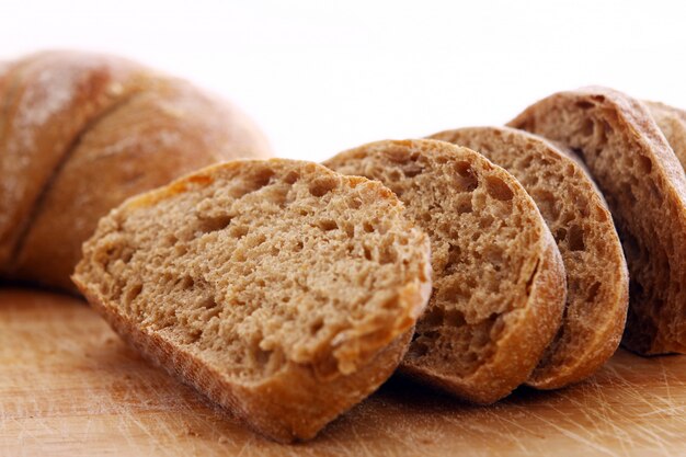 Closeup de pão fatiado