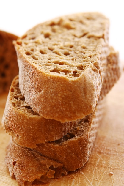 Closeup de pão fatiado