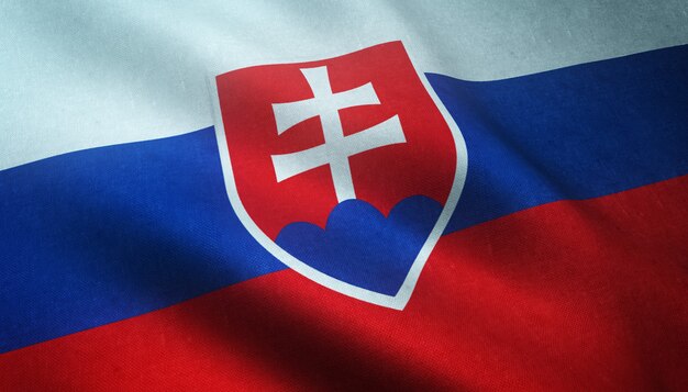 Closeup tiro da bandeira da Eslováquia acenando