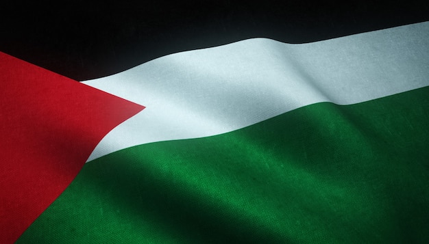 Closeup tiro da bandeira da Palestina a agitar