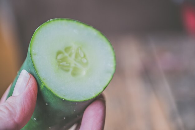 Closeup tiro de pepino fatiado