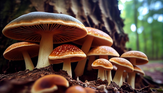 Foto grátis cogumelo fresco fly agaric em meio ao perigo de folhagem manchado gerado pela ia