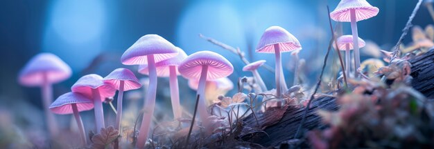 Cogumelos crescendo na floresta