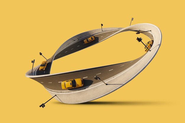 Colagem conceitual de carros de loop