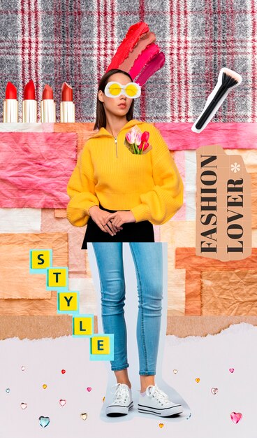 Colagem de semanas de moda glamourosas