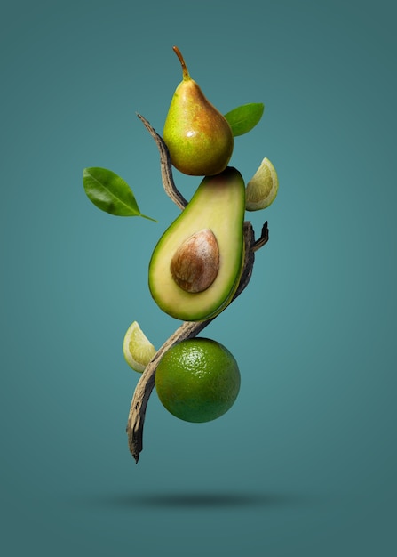 Colagem de texturas de frutas 3d