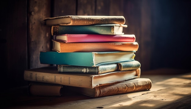 Foto grátis coleção de biblioteca antiga ainda vida de sabedoria gerada por ia