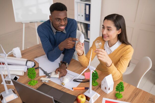 Colegas trabalhando juntos no projeto de meio ambiente